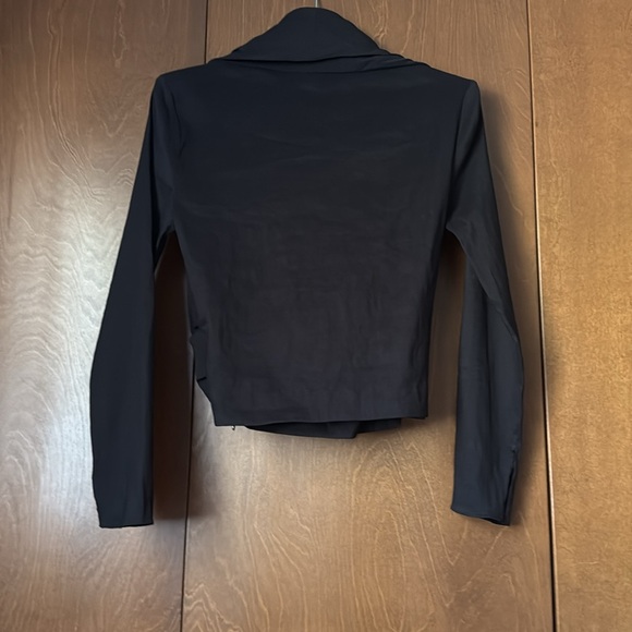 Zara Faux Wrap V Neck, Side Zip Pullover Black Women's  Top NWT Sz Med $49.90 - Picture 4 of 6